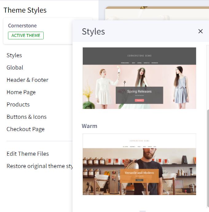 Page Builder - theme style - bigcommerce