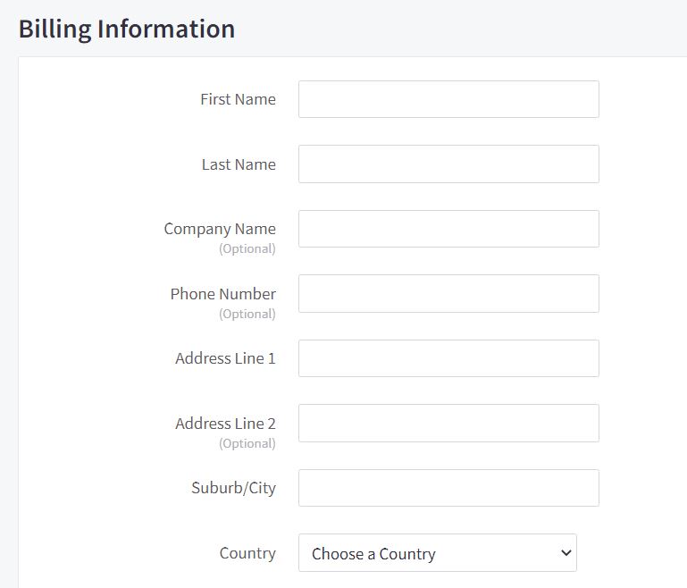 billing information - bigcommerce