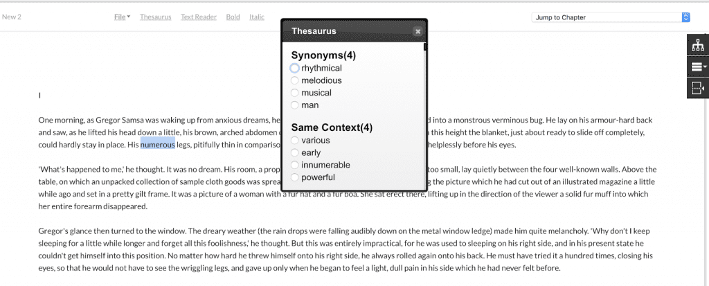 AutoCrit thesaurus tool