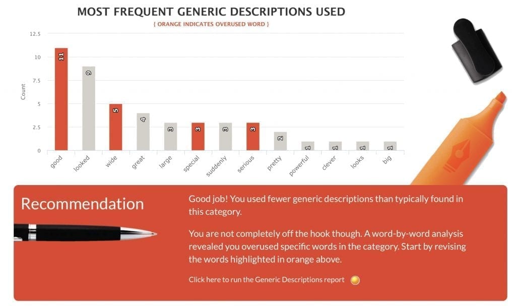 Autocrit Most frequent generic descriptions used